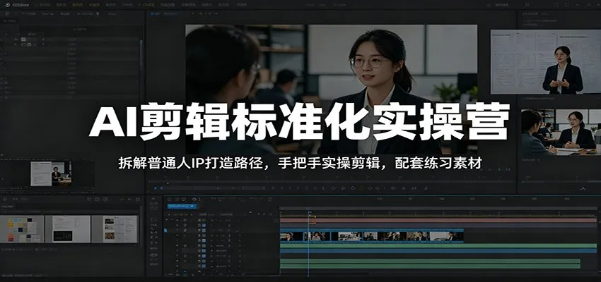 AI剪辑标准化实操营:拆解普通人IP打造路径,手把手实操剪辑,配套练习素材-副业吧