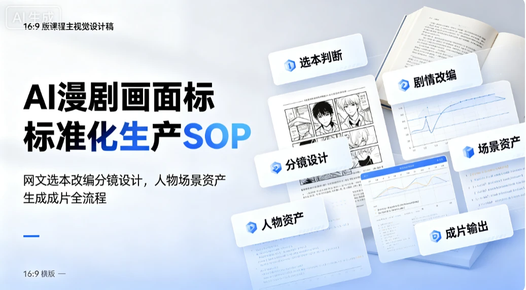 【精】AI漫剧画面标准化生产SOP:网文选本改编分镜设计,人物场景资产生成成片全流程-副业吧