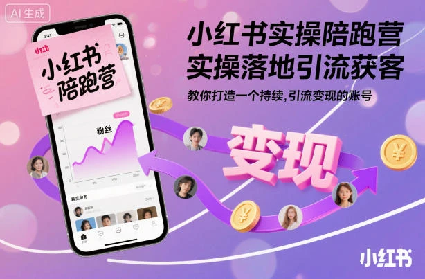 【精】小红书实操陪跑营，实操落地引流获客，教你打造一个持续引流变现的账号-副业吧