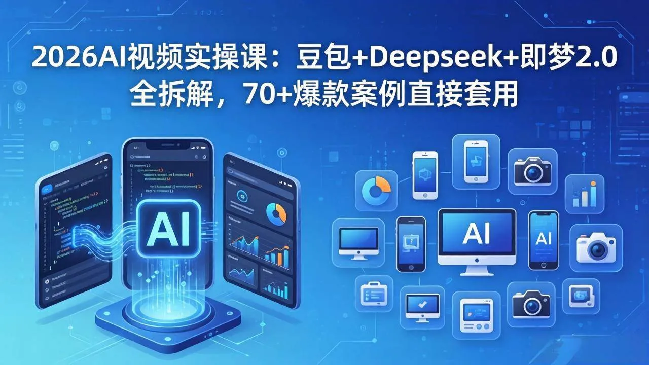 （18263期）2026AI视频实操课：豆包+Deepseek+即梦2.0全拆解，70+爆款案例直接套用-副业吧