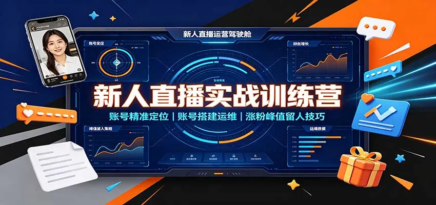 新人直播实战训练营：账号精准定位，账号搭建运维，涨粉峰值留人技巧-副业吧