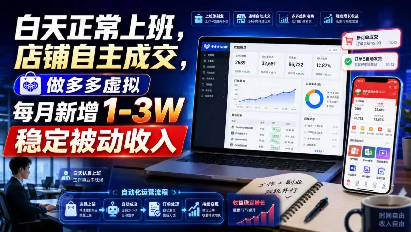 白天正常上班,店铺自主成交,做多多虚拟每月新增1-3W稳定被动收入【揭秘】-副业吧