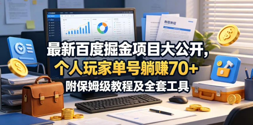 最新百度掘金项目大公开，个人玩家单号躺賺70+，附保姆级教程及全套工具【揭秘】-副业吧