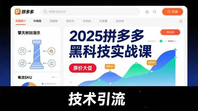 （16977期）2025拼多多黑科技实战课，擎天柱玩法、爆流SKU、原价大促，技术引流，单店日销轻松破千单-副业吧