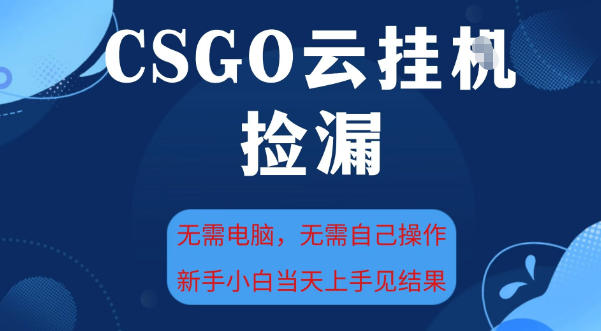 CSGO云挂G全自动捡漏,最新独家玩法,无需电脑操作,新手小白日入5张+【揭秘】-副业吧