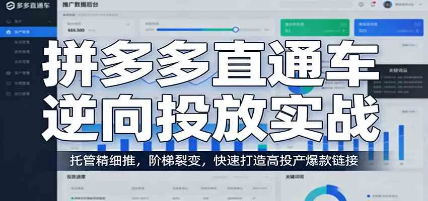 拼多多直通车逆向投放实战：托管精细推，阶梯裂变，快速打造高投产爆款链接-副业吧