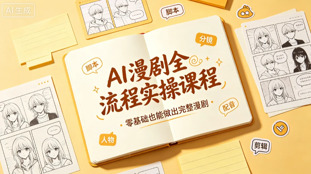 【精】AI漫剧全流程实操课程读书卡,零基础也能做出完整漫剧-副业吧