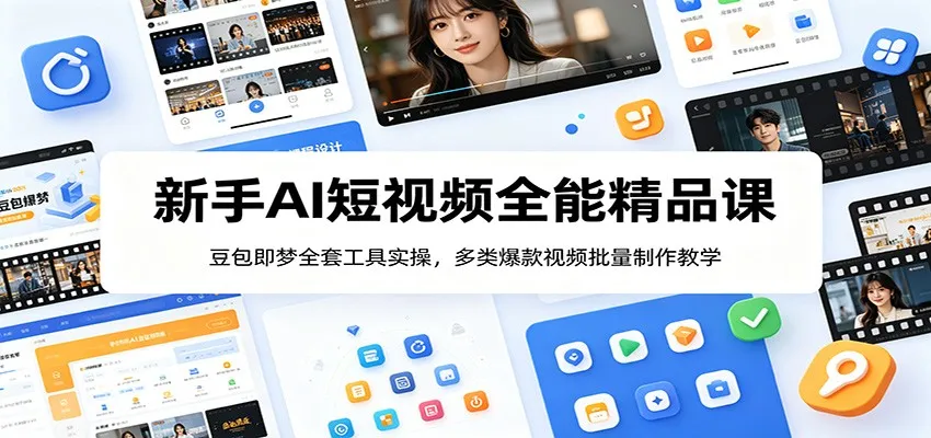 新手AI短视频全能精品课：豆包即梦全套工具实操，多类爆款视频批量制作教学-副业吧