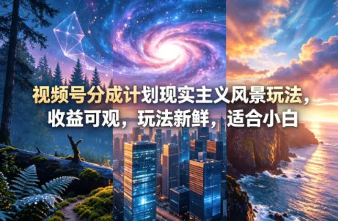 视频号分成计划现实主义风景玩法，收益可观，玩法新鲜，适合小白-副业吧