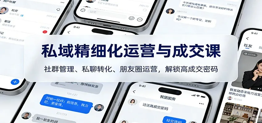 私域精细化运营与成交课：社群管理、私聊转化、朋友圈运营，解锁高成交密码-副业吧