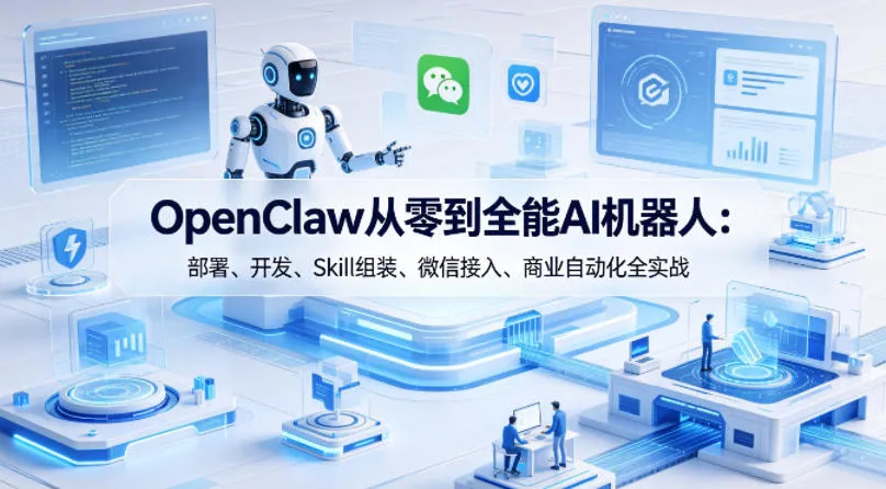 OpenClaw从零到全能AI机器人：部署、开发、Skill组装、微信接入、商业自动化全实战-副业吧