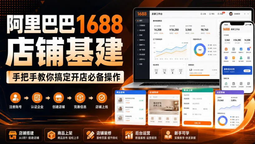 阿里巴巴1688店铺基建,手把手教你搞定开店必备操作(更新8月)-副业吧