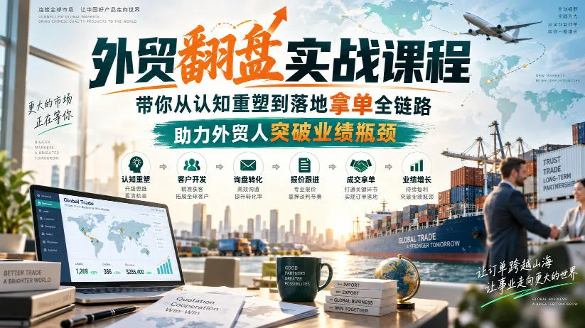 外贸翻盘实战课程,带你从认知重塑到落地拿单全链路,助力外贸人突破业绩瓶颈-副业吧