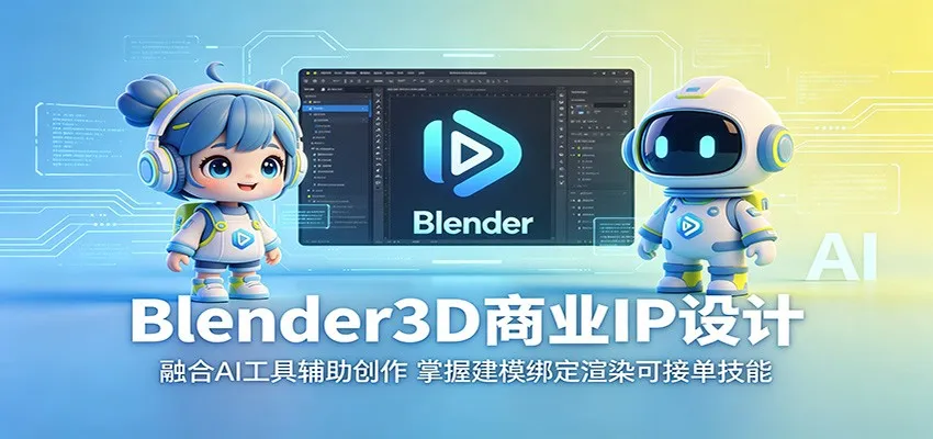 Blender3D商业IP设计：融合AI工具辅助创作，掌握建模绑定渲染可接单技能-副业吧