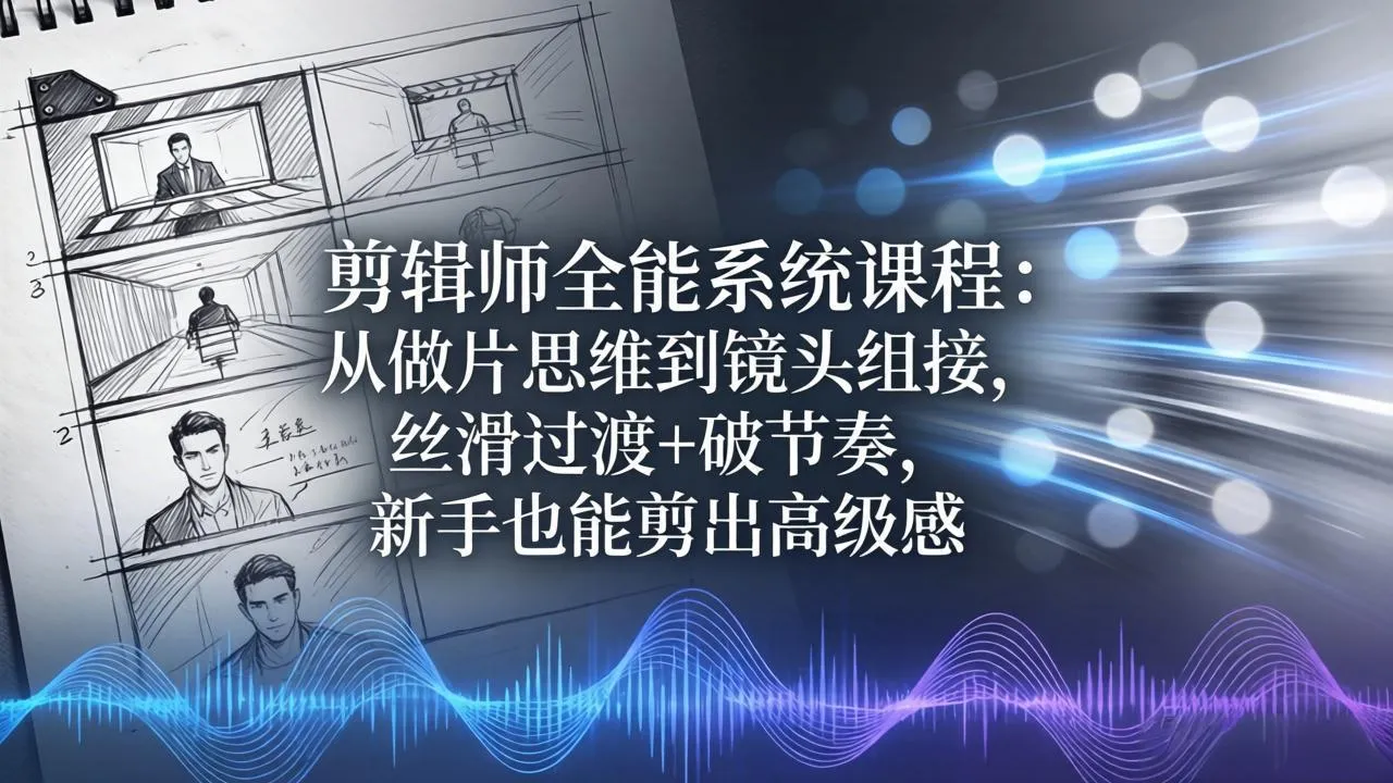 【精】剪辑师全能系统课程：从做片思维到镜头组接，丝滑过渡+破节奏，新手也能剪出高级感-副业吧