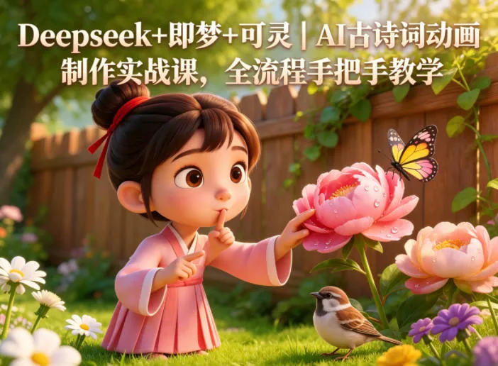 Deepseek+即梦+可灵｜AI古诗词动画制作实战课，全流程手把手教学-副业吧