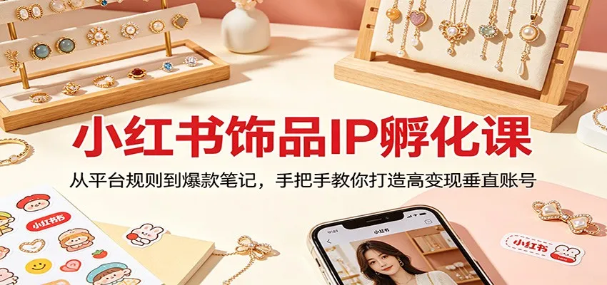 小红书饰品IP孵化课：从平台规则到爆款笔记，手把手教你打造高变现垂直账号-副业吧
