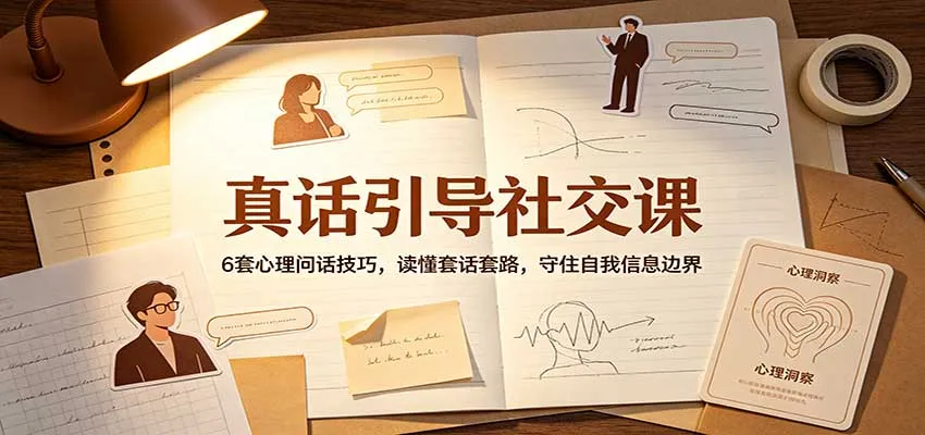 真话引导社交课:6套心理问话技巧,读懂套话套路,守住自我信息边界-副业吧