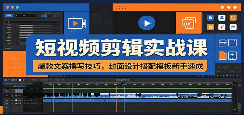 短视频剪辑实战课：爆款文案撰写技巧，封面设计搭配模板新手速成-副业吧