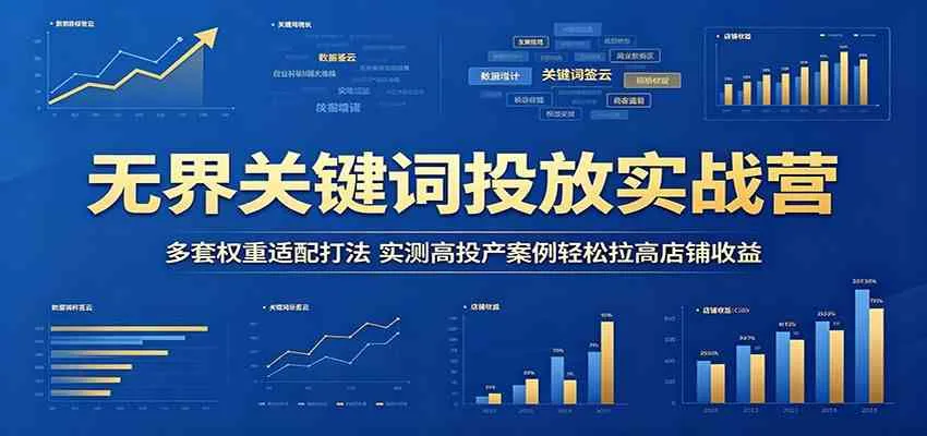 无界关键词投放实战营:多套权重适配打法,实测高投产案例轻松拉高店铺收益-副业吧
