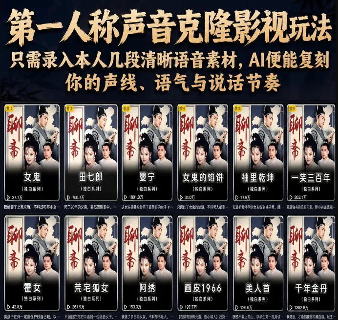 第一人称声音克隆影视玩法,只需录入本人几段清晰语音素材,AI便能复刻你的声线、语气与说话节奏-副业吧