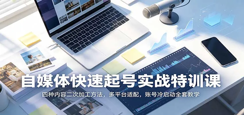 自媒体快速起号实战特训课：四种内容二次加工方法，多平台适配，账号冷启动全套教学-副业吧