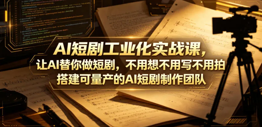 AI短剧工业化实战课，让AI替你做短剧，不用想不用写不用拍，搭建可量产的AI短剧制作团队-副业吧