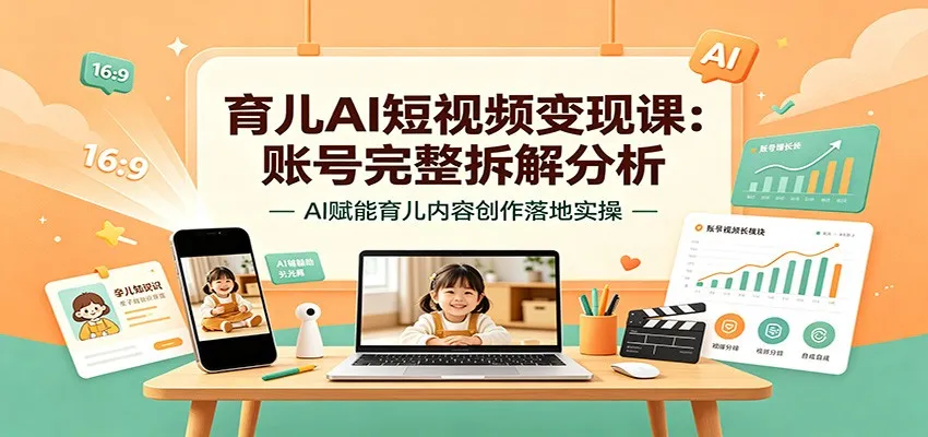 育儿AI短视频变现课:账号完整拆解分析,AI赋能育儿内容创作落地实操-副业吧
