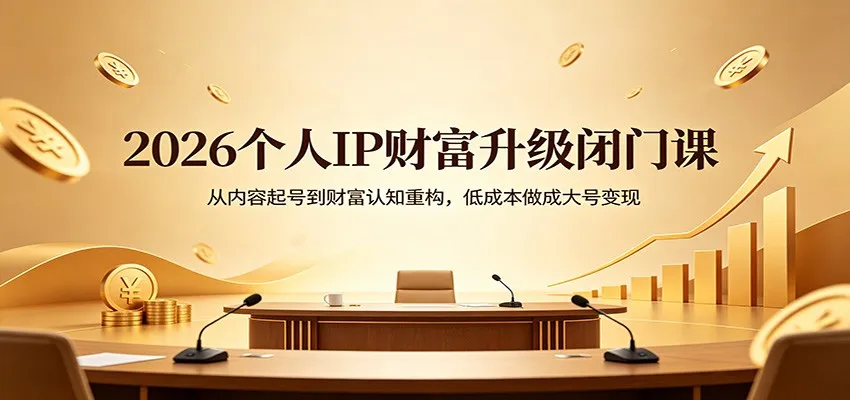 2026个人IP财富升级闭门课：从内容起号到财富认知重构，低成本做成大号变现-副业吧