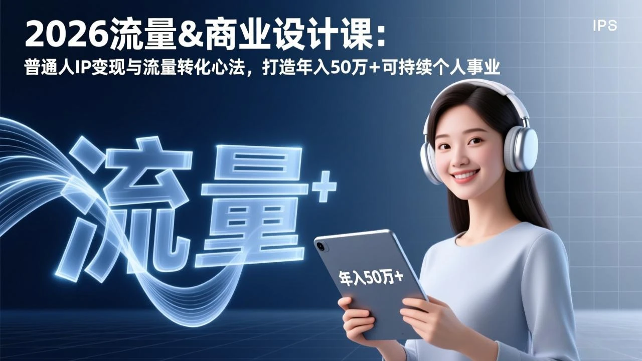 【精】2026流量&商业设计课：普通人IP变现与流量转化心法，打造年入50万+可持续个人事业-副业吧