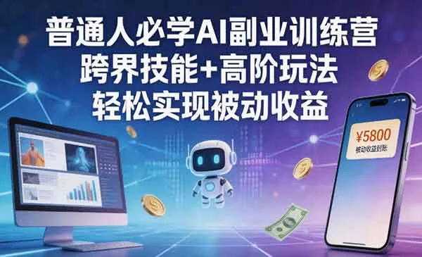 【精】普通人必学AI副业训练营,跨界技能+高阶玩法,轻松实现被动收益-副业吧