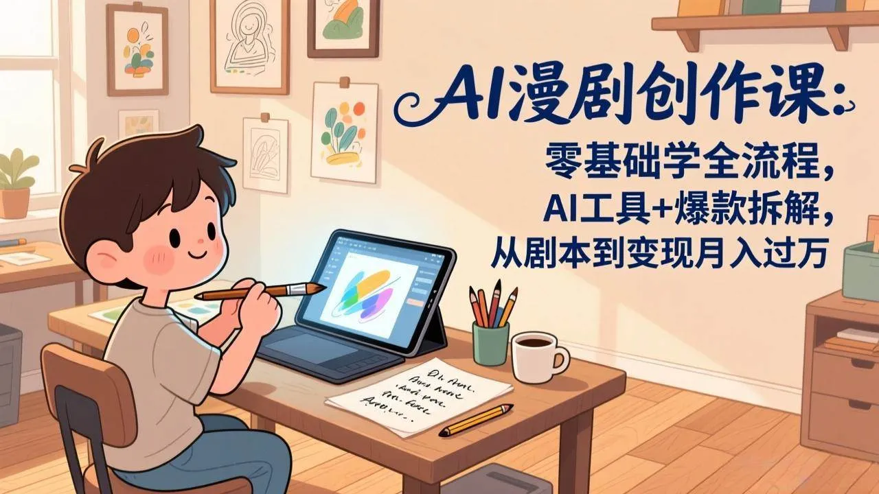 （17519期）AI漫剧创作课：零基础学全流程，AI工具+爆款拆解，从剧本到变现月入过万-副业吧