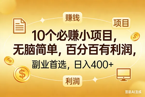 (17812期)10个必赚的小项目,百分百有利润,无脑简单,副业首选,日入400+-副业吧