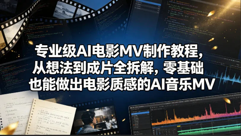 专业级AI电影MV制作教程，从想法到成片全拆解，零基础也能做出电影质感的AI音乐MV-副业吧