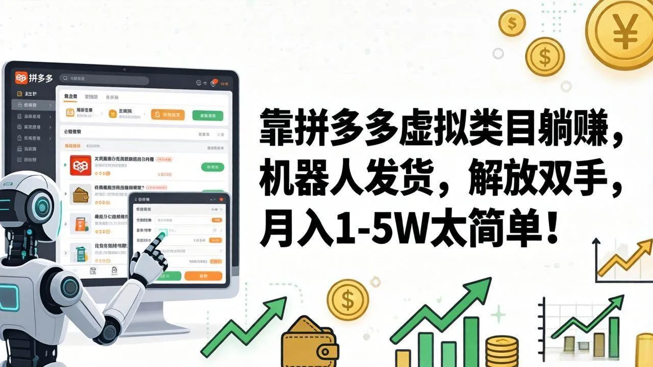 （17797期）靠拼多多虚拟类目躺赚，机器人发货，解放双手，月入 1‑5W 太简单！-副业吧