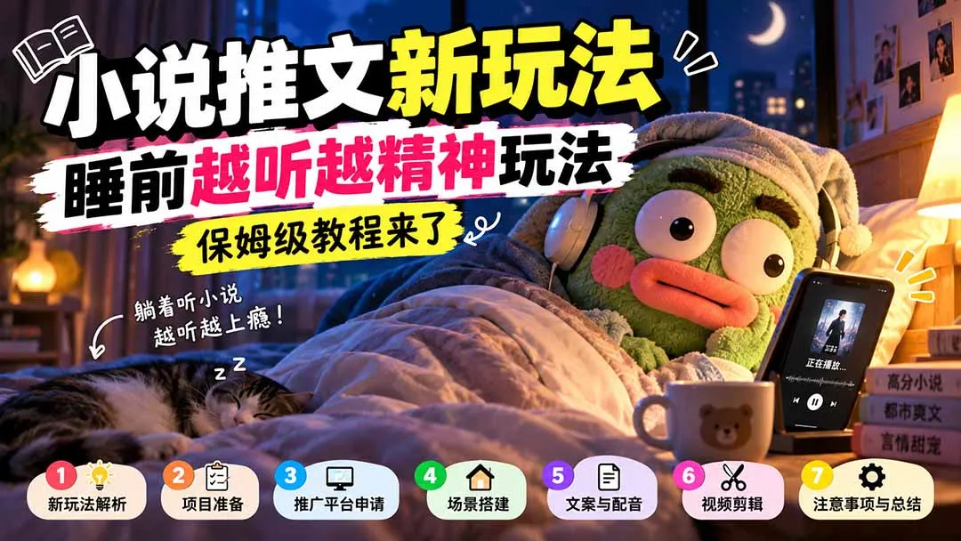 小说推文新玩法,睡前越听越精神玩法,保姆级教程来了-副业吧