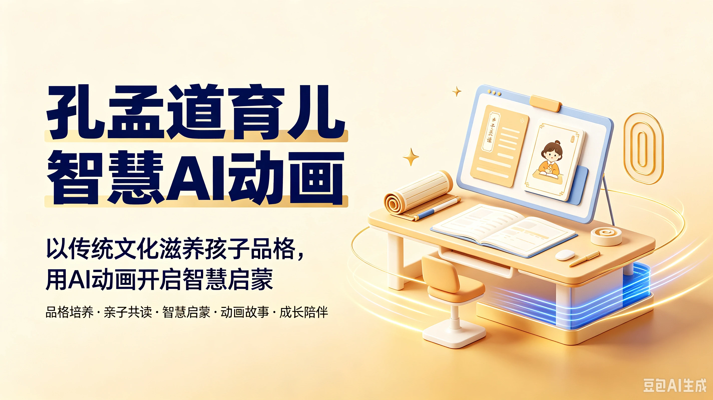 【精】孔孟道育儿智慧AI动画,以传统文化滋养孩子品格,用AI动画开启智慧启蒙,品格培养、亲子共读、智慧启蒙、动画故事、成长陪伴-副业吧