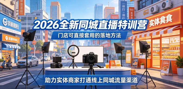 2026全新同城直播特训营,门店可直接套用的落地方法,助力实体商家打通线上同城流量渠道-副业吧