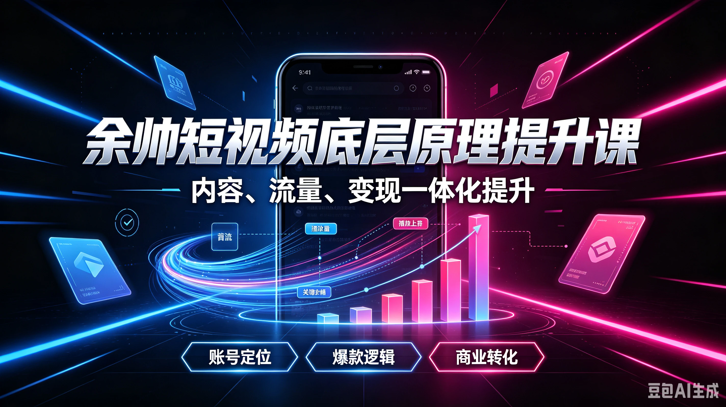 【精】余帅短视频底层原理提升课,内容、流量、变现一体化提升,账号定位、爆款逻辑、商业转化-副业吧