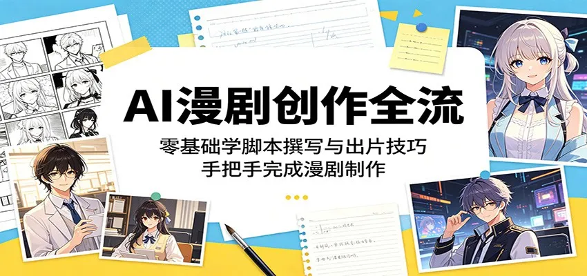 AI漫剧创作全流:零基础学脚本撰写与出片技巧,手把手完成漫剧制作-副业吧