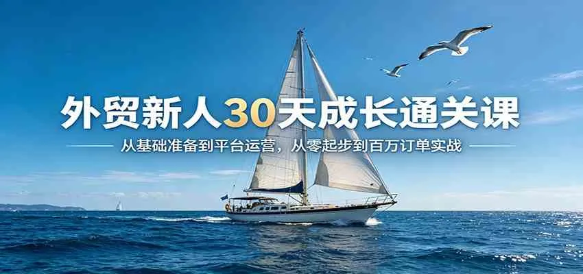 外贸新人30天成长通关课：从基础准备到平台运营，从零起步到百万订单实战-副业吧