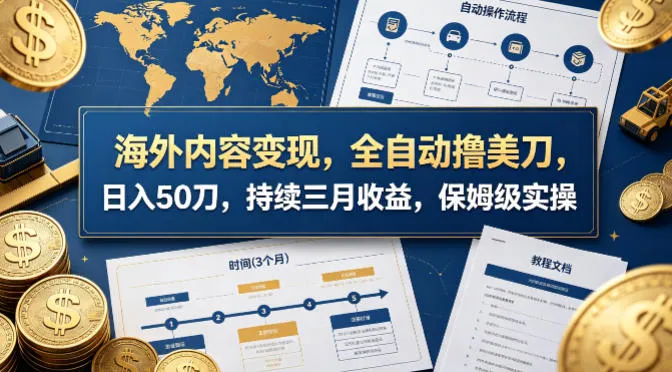 海外内容变现，全自动撸美刀，日入50刀，持续三月收益，保姆级实操【揭秘】-副业吧