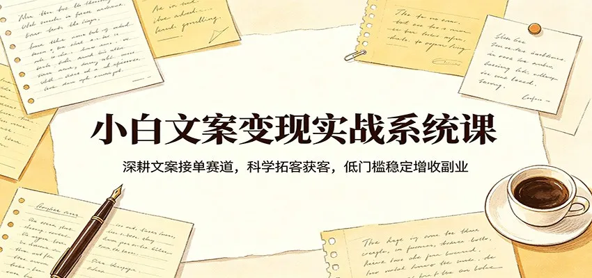 小白文案变现实战系统课：深耕文案接单赛道，科学拓客获客，低门槛稳定增收副业-副业吧
