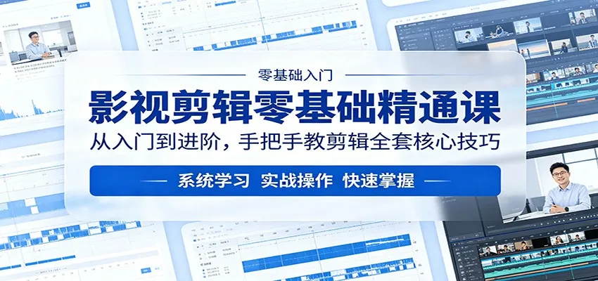 影视剪辑零基础精通课：从入门到进阶，手把手教剪辑全套核心技巧-副业吧