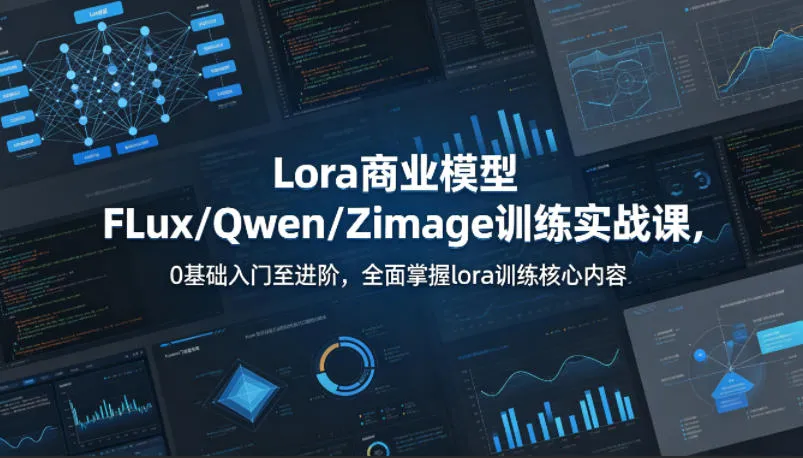 系统性学习Lora商业模型FLux／Qwen／Zimage训练实战课，0基础入门至进阶，全面掌握lora训练核心内容-副业吧