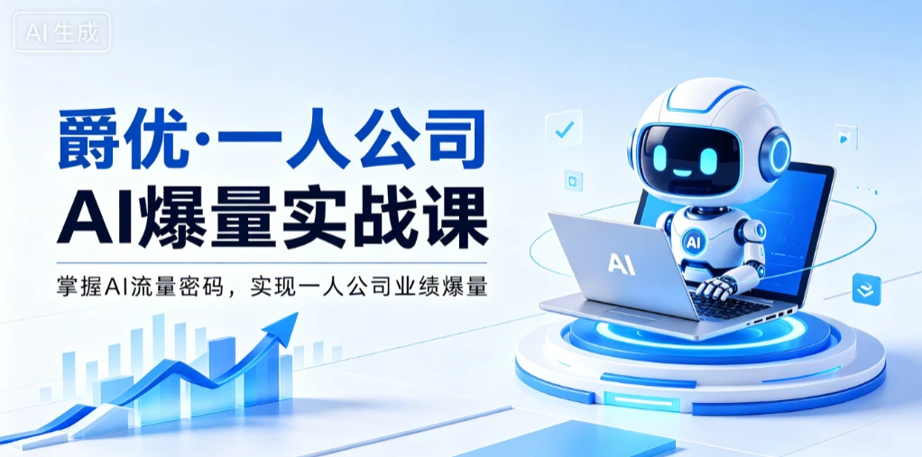 【精】爵优·一人公司AI爆量实战课:掌握AI流量密码,实现一人公司业绩爆量-副业吧