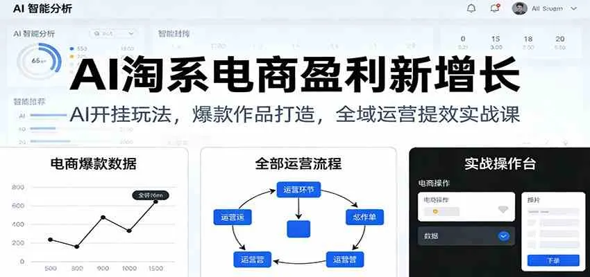 AI淘系电商盈利新增长，AI开挂玩法，爆款作品打造，全域运营提效实战课-副业吧