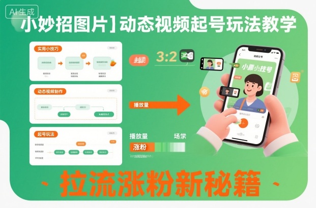 小妙招图片+动态视频起号玩法教学,拉流涨粉新秘籍-副业吧