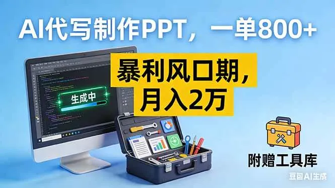 （16967期）AI代写制作PPT，一单800+， 暴利风口期，月入2万【附工具】-副业吧