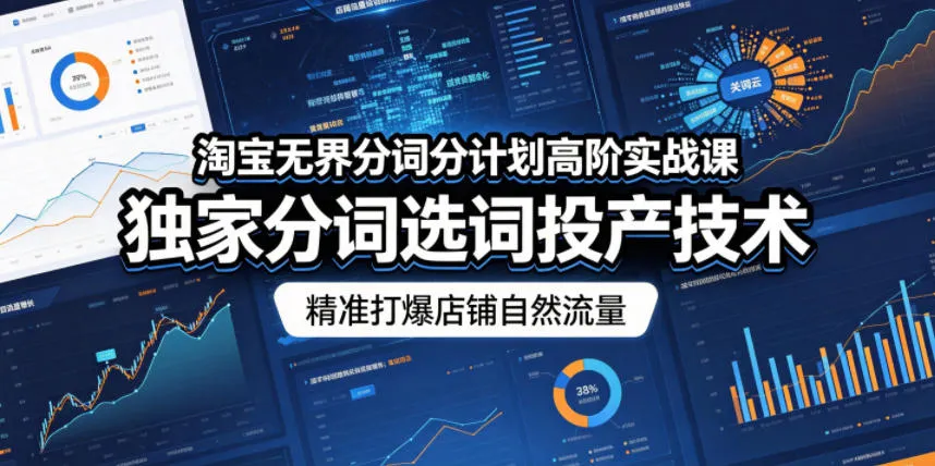 淘宝无界分词分计划高阶实战课,独家分词选词投产技术,精准打爆店铺自然流量-副业吧